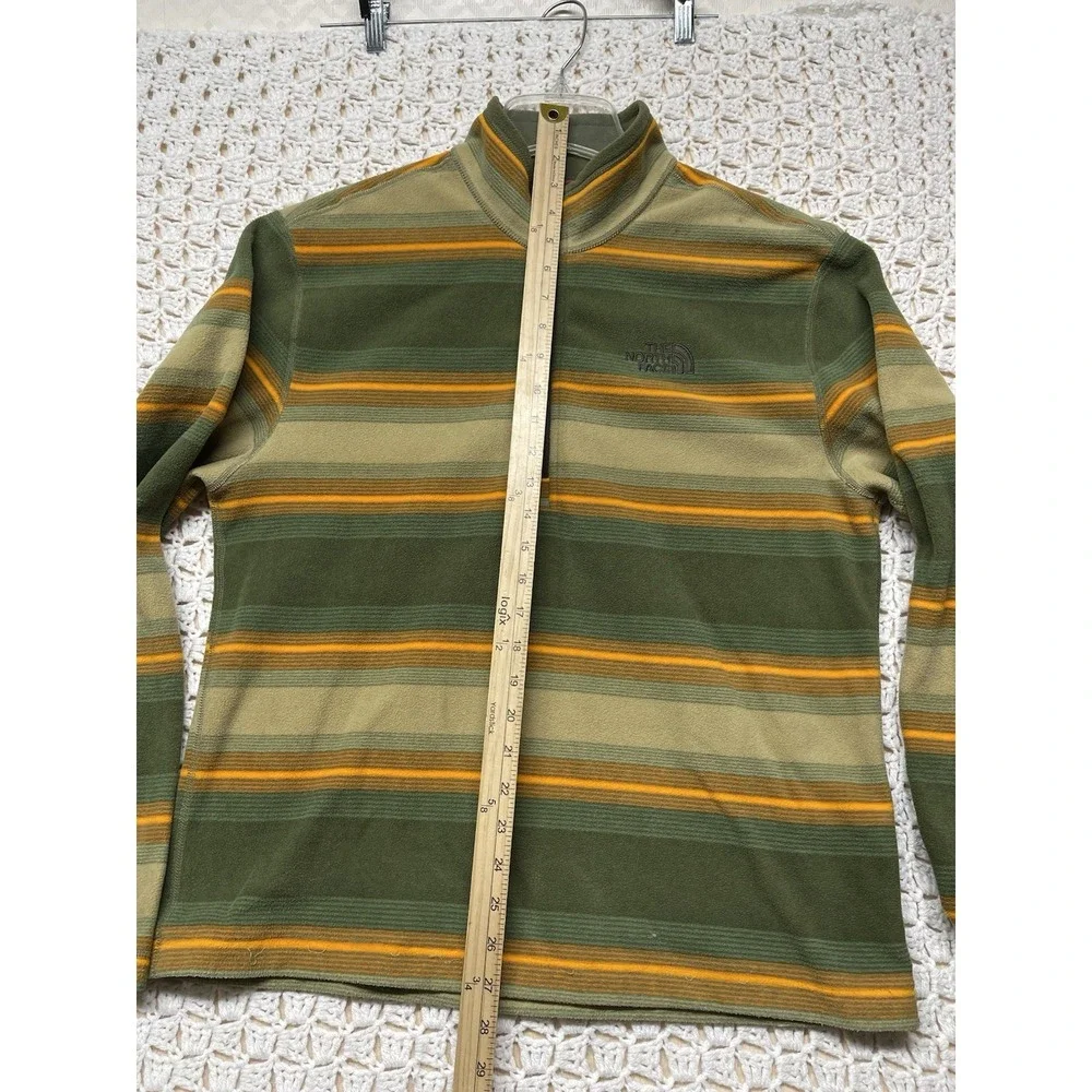 The North Face Fleece 1/4 Zip Pullover Mens M Long Sleeve Striped Green Oran